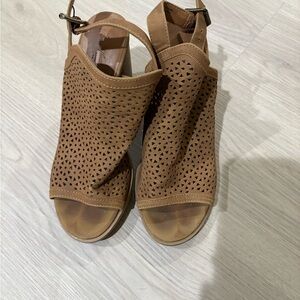 Brown Perforated Women's Heels
